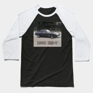 1981 Mazda RX-7 - Cartoon Design Baseball T-Shirt